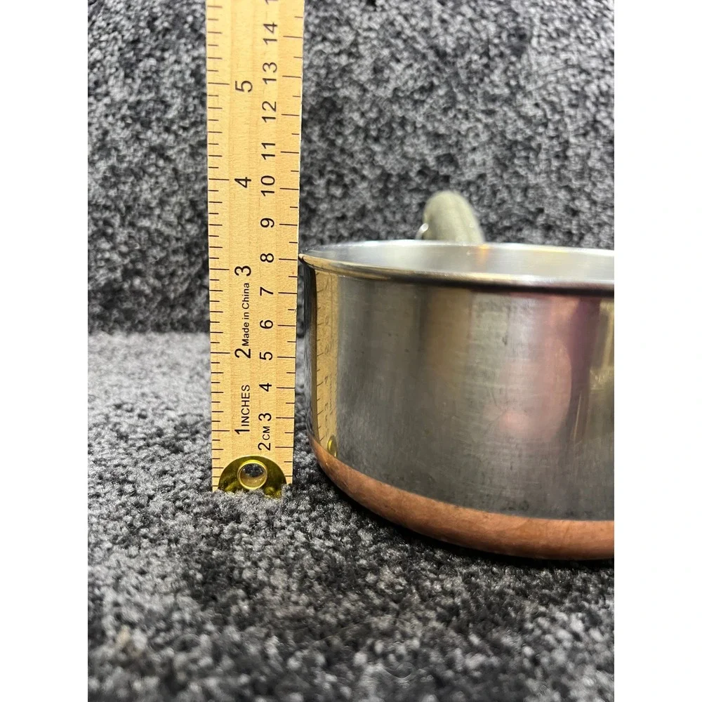 Vintage Revere Ware 1 QT Copper Clad Bottom 1801 Double Ring‎ Saucepan No Lid